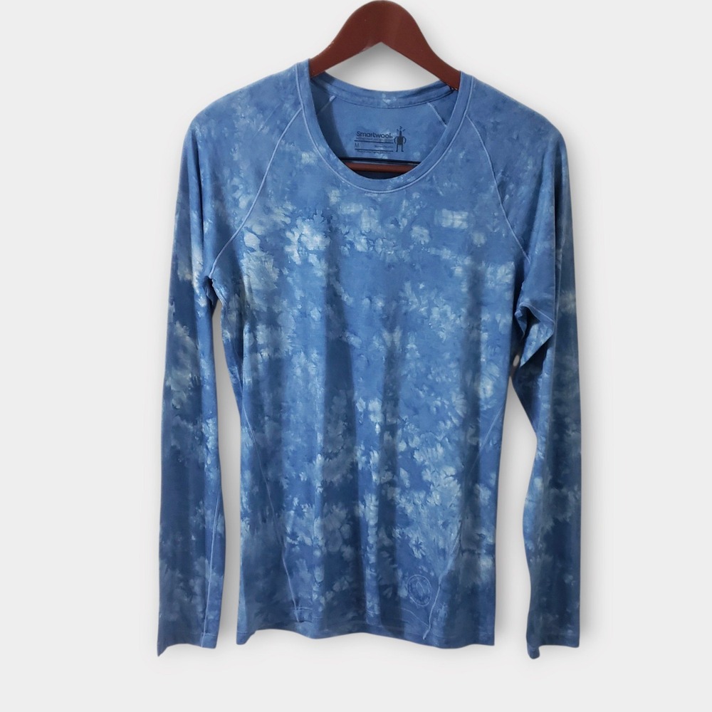 Smartwool Merino 150 Plant-Based Dye Blue Tie Dye Long Sleeve Shirt Women Medium